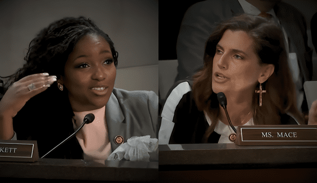 Nancy Mace y Jasmine Crockett protagonizaron un tenso intercambio de palabras durante un debate sobre los derechos civiles de mujeres y personas transgénero. Foto: captura de pantalla