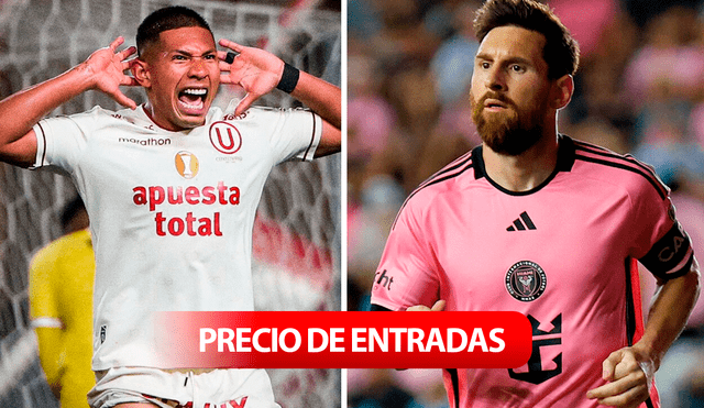 Universitario ya enfrentó a Inter Miami en 2023 en Estados Unidos. La figura de ambos cuadros son Edison Flores y Lionel Messi. Foto: composición LR