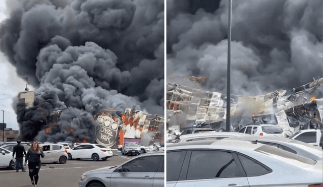 Un fuerte incendio arrasó con un casino y parque de tranpolines, aun se desconocen las causas del accidente. Foto: composición LR / Captura de pantalla.