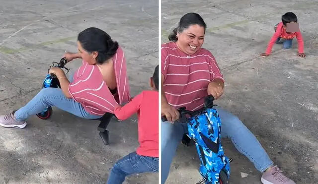 Pese a todo, mujer disfrutó su paseo en triciclo. Foto: composición LR/ TikTok