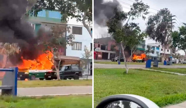 Incendio en Av. Los Dominicos en el Callao genera congestión vehicular. Foto: composición LR/difusión