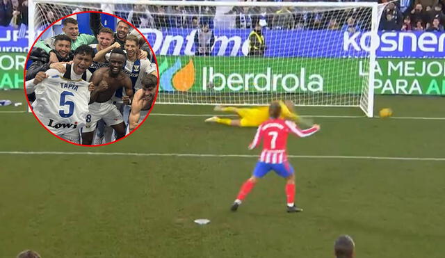 Griezmann no pudo anotar desde los doce pasos tras un penal a favor por una mano. Foto: composición LR/captura de DSports/CD Leganés