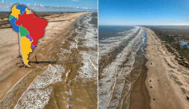 La playa de Cassino, situada en el estado de Río Grande del Sur, ostenta el título de ser la más larga del mundo. Foto: composición LR/Instagram/Entreroteiroseviagens/mapas