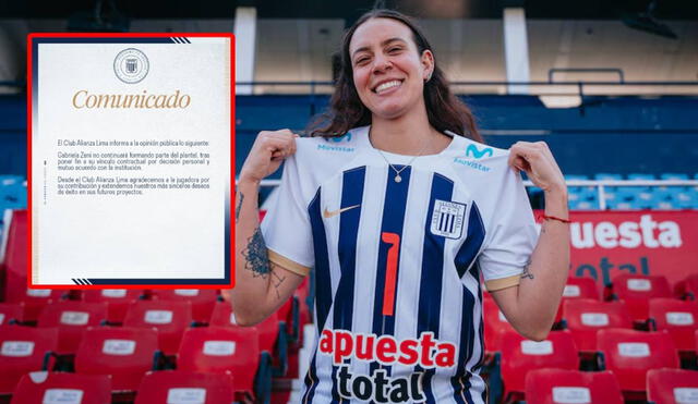 Alianza Lima anunció la desvinculación de la brasileña Gabriela Zeni. Foto: Alianza Lima