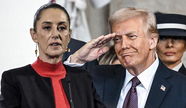 La presidenta mexicana Claudia Sheinbaum convocó una reunión tras el primer discurso de Donald Trump, quien declaró una "emergencia nacional" en la frontera sur de Estados Unidos con México. Foto: composición LR/AFP