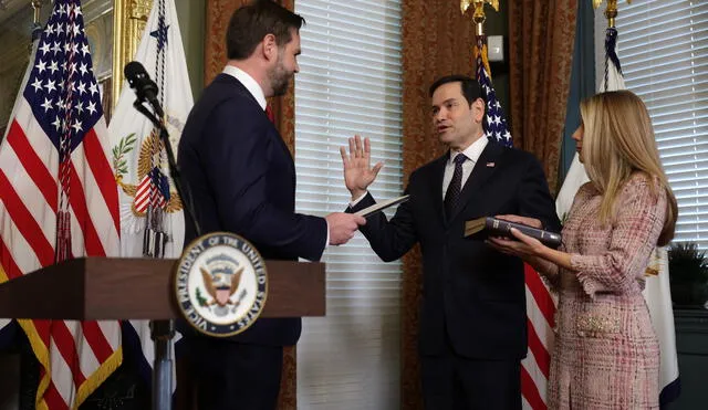 Marco Rubio juramentó como nuevo titular de la Secretaría de Estado de USA. Foto: AFP