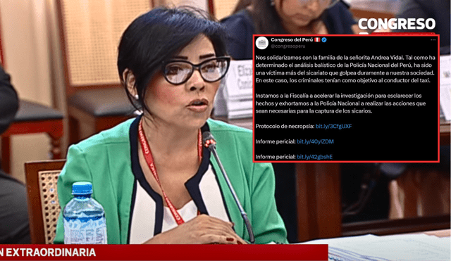 Alejandra Aramayo asistió a la Comisión de Fiscalización  para responder por comunicado sobre el asesinato de Andrea Vidal. | Composición LR.