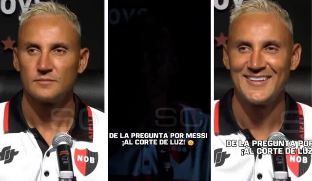 Por un momento, se fue la luz en la presentación de Keylor Navas como arquero de Newell's. Foto: composición LR/captura de ESPN