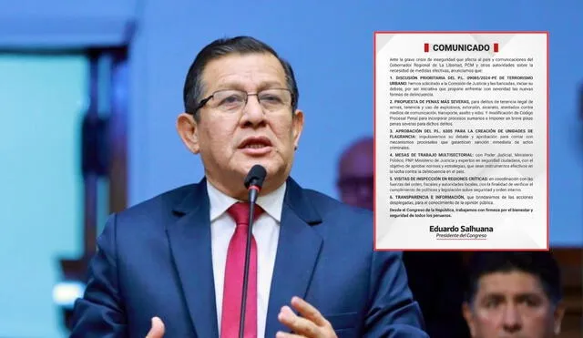 Por medio de un comunicado en X, el presidente del Congreso, Eduardo Salhuana, anunció que propulsara el proyecto de ley del Ejecutivo | Composición: LR.