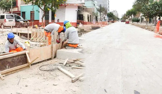 Las obras del Jr. Bernardo Alcedo tienen un avance del 70.25 % en su ejecución. Foto: composición LR/MML