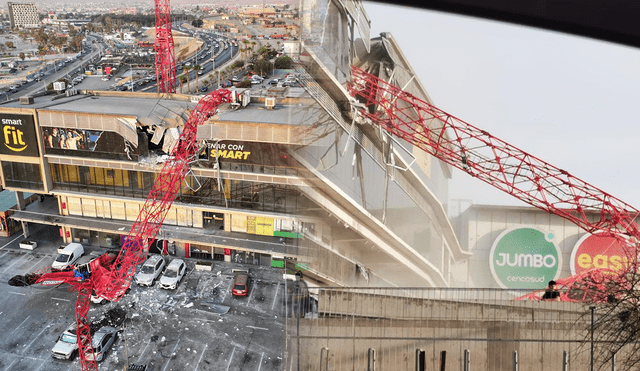 Un grúa de torre colapsó sobre un gimnasio durante la construcción en un centro comercial en Chile. Foto: Difusión