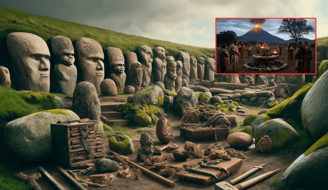 En el yacimiento neolítico de Vasagård, ubicado en la isla de Bornholm, Dinamarca, arqueólogos descubrieron más de 600 piedras talladas, conocidas como "piedras solares", que datan del tercer milenio a.C. Foto: composición LR/chatgpt