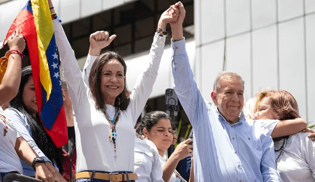 Corina Machado ha invitado a venezolanos a apoyar a Edmundo González durante su gira por América Latina. Foto: EFE