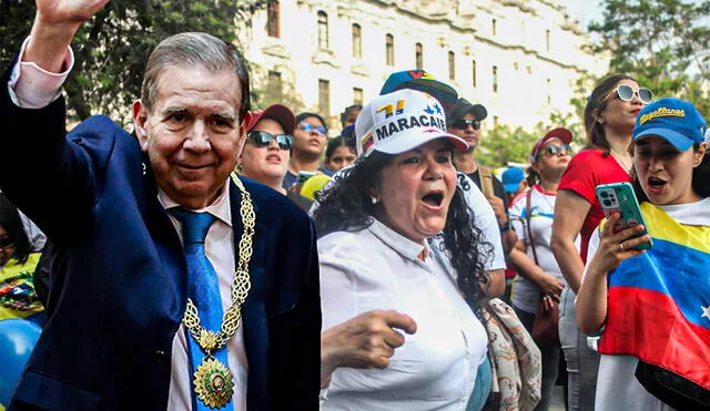 Edmundo González se dirigió a sus connacionales en Plaza San Martín. Foto: Composición LR / Carlos Félix