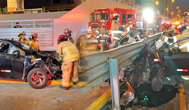 Aparatoso accidente de tránsito en Miraflores dejó dos heridos de gravedad/Composición LR/Foto: Andina