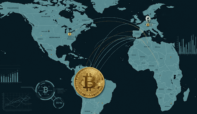 Bitcoin se expande por el mundo como una alternativa financiera. Ilustración: ceroc