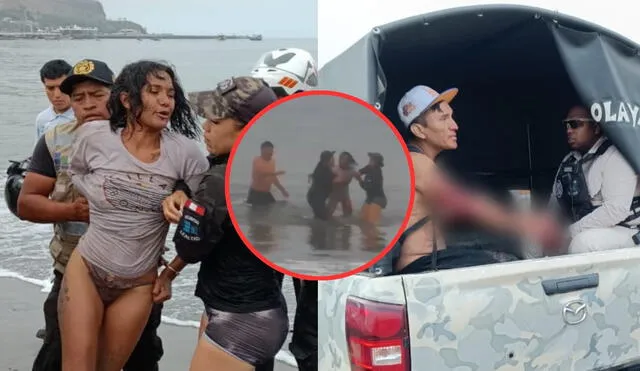 Mujer intentó resistirse a la captura de la policía. Foto: Municipalidad de Chorrillos