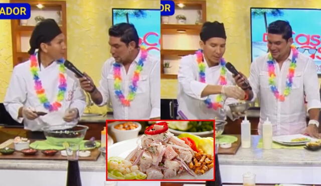 Chef de Ecuador sorprende al preparar ceviche peruano en television ecuatoriana. Foto: composición LR