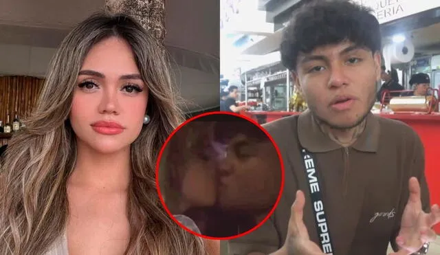 Mayra Goñi aprovechó un desperfecto de la cámara para robarle un beso al streamer Neutro. Foto: Composición LR/difusión