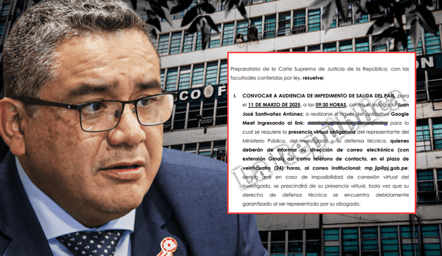 Fiscalía solicita impedimento de salida del país por 18 meses para ministro del Interior, Juan José Santiváñez, por presunto abuso de autoridad.| Composición LR. Fiscalía solicita impedimento de salida del país por 18 meses para ministro del Interior, Juan José Santiváñez, por presunto abuso de autoridad.| Composición LR.