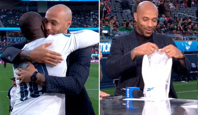 Thierry Henry se enfrascó en un fuerte abrazo con Cecilio Waterman. Foto: composición LR/ESPN FC Thierry Henry se enfrascó en un fuerte abrazo con Cecilio Waterman. Foto: composición LR/ESPN FC