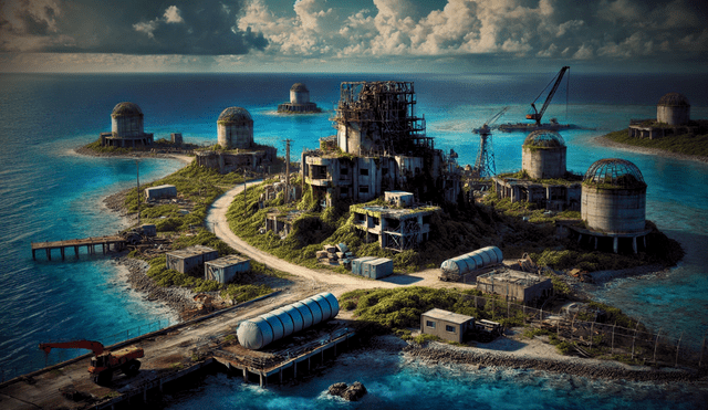 Estados Unidos planea una base militar en una isla del Pacífico como parte del megaproyecto Rocket Cargo Vanguard. Foto: IA de LR Estados Unidos planea una base militar en una isla del Pacífico como parte del megaproyecto Rocket Cargo Vanguard. Foto: IA de LR