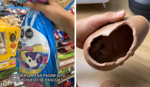 Pareja explicó lo que contenía huevo de Pascua de 70 soles. Foto: composición LR/ TikTok Pareja explicó lo que contenía huevo de Pascua de 70 soles. Foto: composición LR/ TikTok