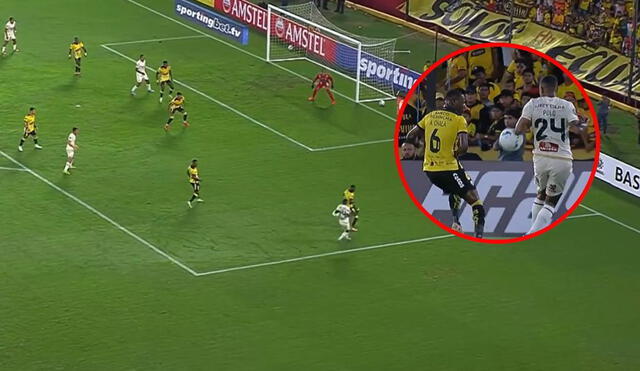 Después de la intervención del VAR, el gol de Edison Flores fue válido y Universitario venció 1 a 0 a Barcelona SC. Foto: composición LR/captura de ESPN Después de la intervención del VAR, el gol de Edison Flores fue válido y Universitario venció 1 a 0 a Barcelona SC. Foto: composición LR/captura de ESPN