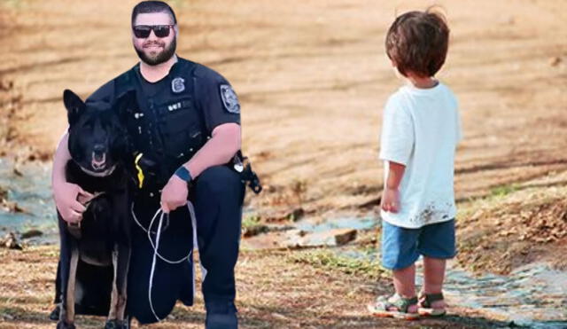 Un perro policía K-9 rescató a un niño de 8 años con autismo que había escapado de su casa en EEUU y se encontraba atrapado en un arroyo. Foto: composición LR Un perro policía K-9 rescató a un niño de 8 años con autismo que había escapado de su casa en EEUU y se encontraba atrapado en un arroyo. Foto: composición LR