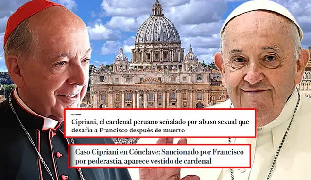 Juan Luis Cipriani fue sancionado en 2019 por el papa Francisco, que le prohibió el uso de símbolos cardenalicios. Foto: Composición LR. Juan Luis Cipriani fue sancionado en 2019 por el papa Francisco, que le prohibió el uso de símbolos cardenalicios. Foto: Composición LR.