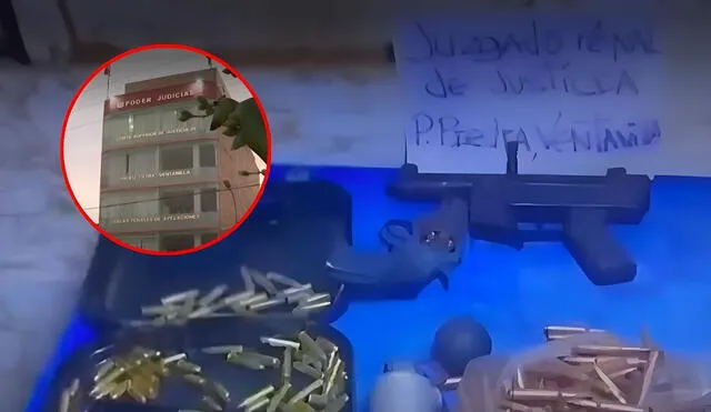 Los hampones grabaron un video amenazante sobre una mesa llena de armas, granadas y municiones.