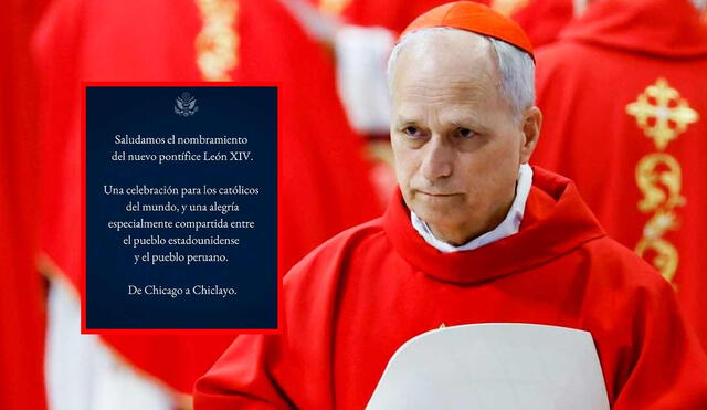 Nuevo papa Robert Prevost Martínez expresó un emotivo mensaje dirigido al Perú. Tras ello, la Embajada de EE.UU. se pronunció. Foto: composición LR/Andina/Embajada de EE.UU. Nuevo papa Robert Prevost Martínez expresó un emotivo mensaje dirigido al Perú. Tras ello, la Embajada de EE.UU. se pronunció. Foto: composición LR/Andina/Embajada de EE.UU.