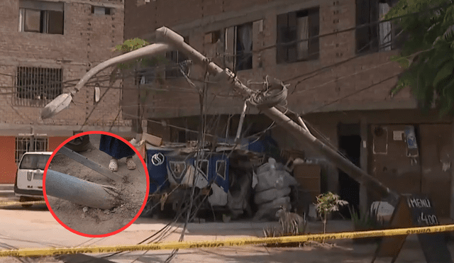 No sería el único poste en mal estado por la zona. Foto: Composición LR/América Noticias No sería el único poste en mal estado por la zona. Foto: Composición LR/América Noticias