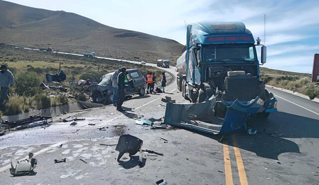 Reportan choque y heridos en kilómetro 128 de vía Arequipa-Junin: Foto: Composición LR/URPI Regiones Reportan choque y heridos en kilómetro 128 de vía Arequipa-Junin: Foto: Composición LR/URPI Regiones