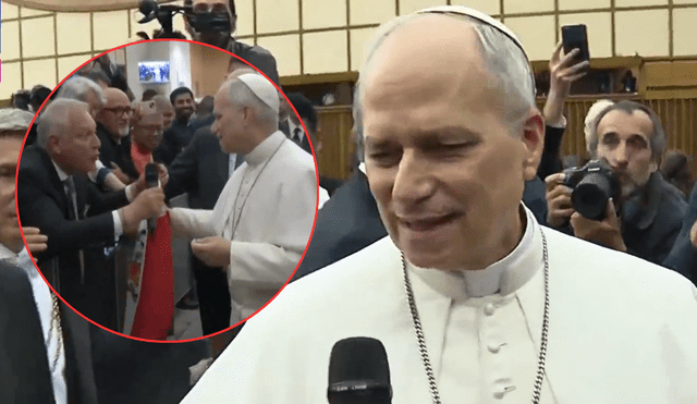 El Papa León XIV durante su primera audiencia con la prensa internacional, donde envió un mensaje a los periodistas del Perú. | Foto: Canal N. El Papa León XIV durante su primera audiencia con la prensa internacional, donde envió un mensaje a los periodistas del Perú. | Foto: Canal N.
