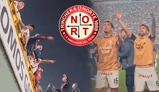 Los jugadores de Universitario y sus hinchas protagonizaron un violento episodio en el Monumental. Foto: composición LR/Trinchera Norte/Twitter Los jugadores de Universitario y sus hinchas protagonizaron un violento episodio en el Monumental. Foto: composición LR/Trinchera Norte/Twitter