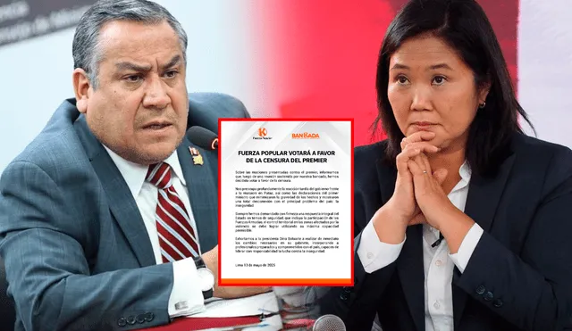 Fuerza Popular a favor de la censura contra Gustavo Adrianzén. Foto: composición LR Fuerza Popular a favor de la censura contra Gustavo Adrianzén. Foto: composición LR