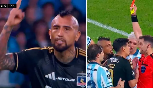 Arturo Vidal dejó a Colo-Colo con 10 hombres en el segundo tiempo ante Racing. Foto: captura/ESPN Arturo Vidal dejó a Colo-Colo con 10 hombres en el segundo tiempo ante Racing. Foto: captura/ESPN