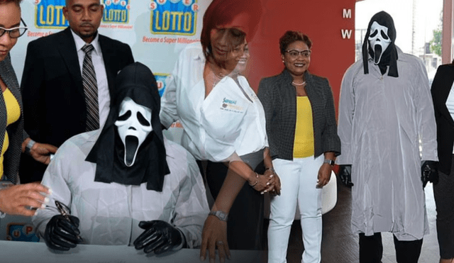 Se presentó con una máscara de Ghostface ante encargados de lotería. Foto: composición LR/ Twitter Supreme Ventures Ltd Se presentó con una máscara de Ghostface ante encargados de lotería. Foto: composición LR/ Twitter Supreme Ventures Ltd