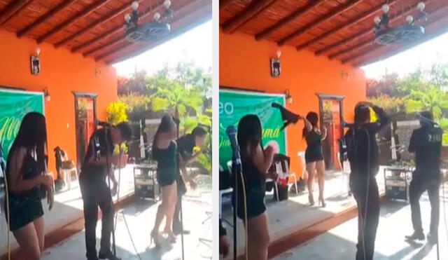 Los cantantes continuaron con su show, pese a la picadura de las abejas en Chimbote. Foto: composición LR/ TikTok / @estefanomanuel2 Los cantantes continuaron con su show, pese a la picadura de las abejas en Chimbote. Foto: composición LR/ TikTok / @estefanomanuel2