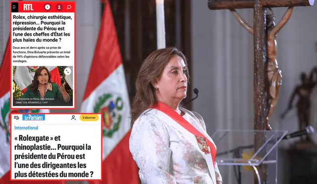 Prensa francesa recordó que Dina Boluarte cuenta con una desaprobación mayor al 90%. Foto: Composición/LR Prensa francesa recordó que Dina Boluarte cuenta con una desaprobación mayor al 90%. Foto: Composición/LR