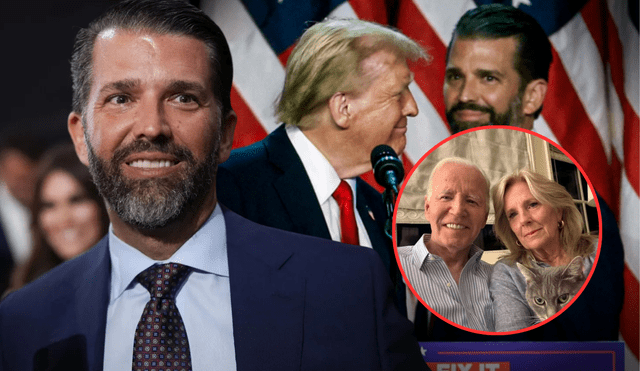 Donald Trump Jr. acusó a Jill Biden de descuidar la salud de su esposo Joe. Donald Trump Jr. acusó a Jill Biden de descuidar la salud de su esposo Joe.