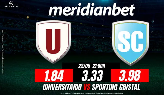 Universitario y Sporting Cristal se enfrentarán el 22 de mayo de 2025 en el Estadio Monumental a las 9:00 PM. Universitario y Sporting Cristal se enfrentarán el 22 de mayo de 2025 en el Estadio Monumental a las 9:00 PM.