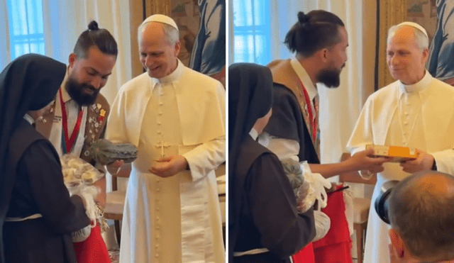 El Papa León XIV también recibió como regalo un poncho, un frasco de algarrobina e insumos para cocinar seco de cabrito. Foto: composición LR/Agencia Andina El Papa León XIV también recibió como regalo un poncho, un frasco de algarrobina e insumos para cocinar seco de cabrito. Foto: composición LR/Agencia Andina