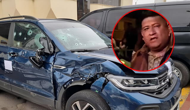 Así quedó el automóvil que usaba la banda delictiva tras la balacera. Foto: Composición LR Así quedó el automóvil que usaba la banda delictiva tras la balacera. Foto: Composición LR
