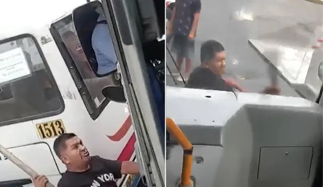 Pelea verbal terminó con la rotura de los espejos de un bus en Cercado de Lima. Foto: Composición LR/Captura de pantalla de YouTube Pelea verbal terminó con la rotura de los espejos de un bus en Cercado de Lima. Foto: Composición LR/Captura de pantalla de YouTube