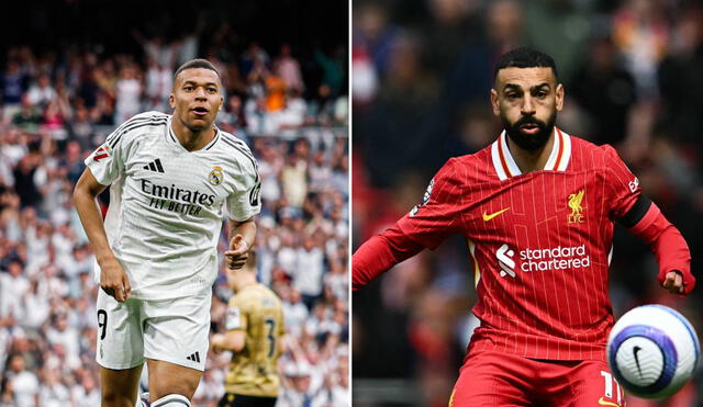 Kylian Mbappé lidera la clasificación de la Bota de Oro 2025, pero a Salah le falta un partido. Foto: composición LR/AFP Kylian Mbappé lidera la clasificación de la Bota de Oro 2025, pero a Salah le falta un partido. Foto: composición LR/AFP