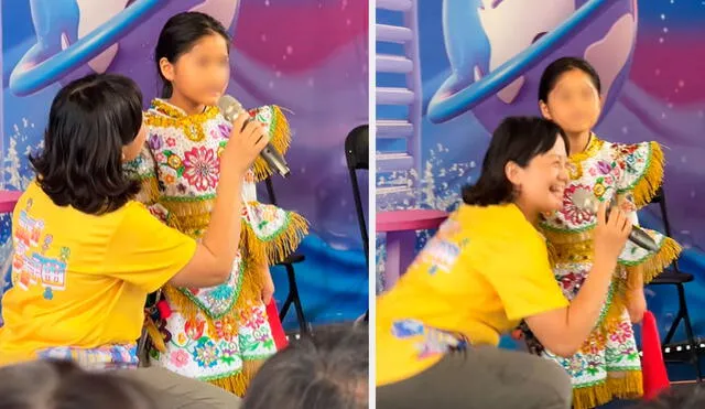 La pequeña sacó sonrisas de la conductora por su seguridad al representar al Perú. Foto: composición LR/ TikTok / @andres.chimango.lares