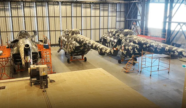 Los helicópteros rusos Mi-171-ShP, Mi-171-Sh y Mi-8MTV-1 están abandonados desde agosto de 2024 en el CEMAE, Arequipa. Foto: La República Los helicópteros rusos Mi-171-ShP, Mi-171-Sh y Mi-8MTV-1 están abandonados desde agosto de 2024 en el CEMAE, Arequipa. Foto: La República