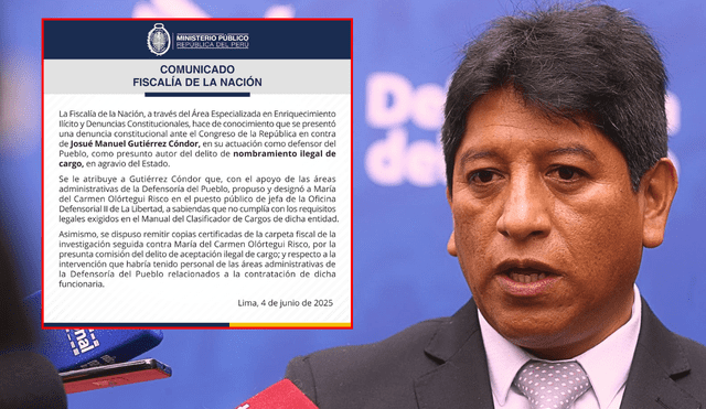 Defensor del pueblo, Josué Gutiérrez, es denunciado ante el Congreso. Foto: Composición/LR